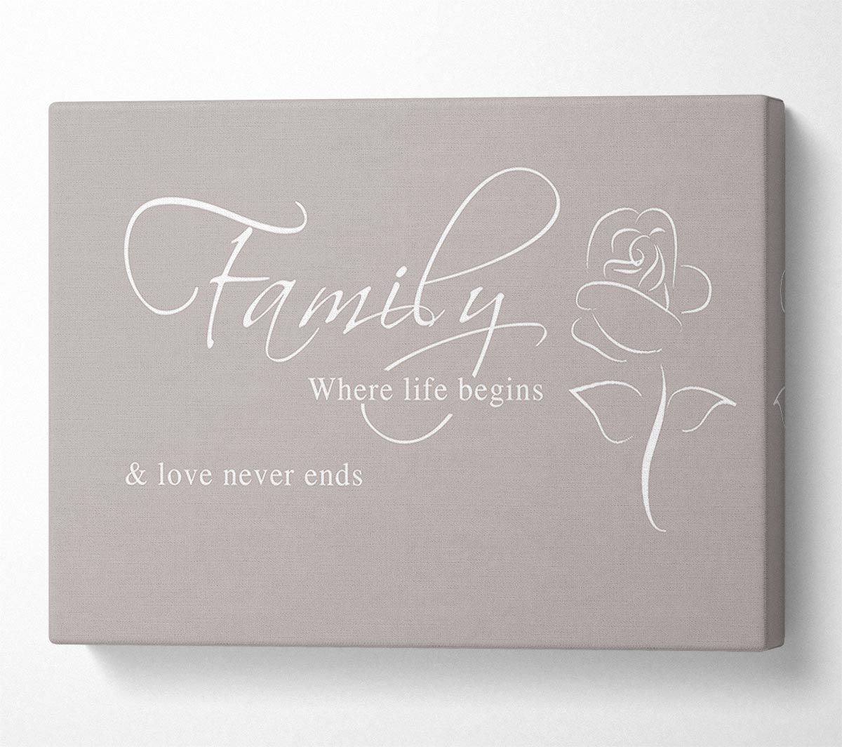Family Quote Family Where Life Begins 1 Beige Canvas Wall Art
