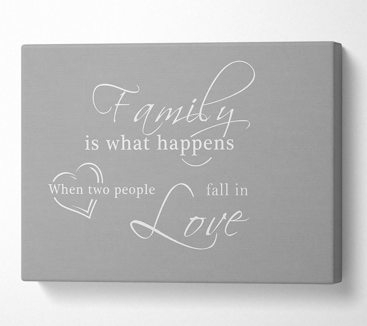 Family Quote Family Is What Happens Grey White Canvas Wall Art