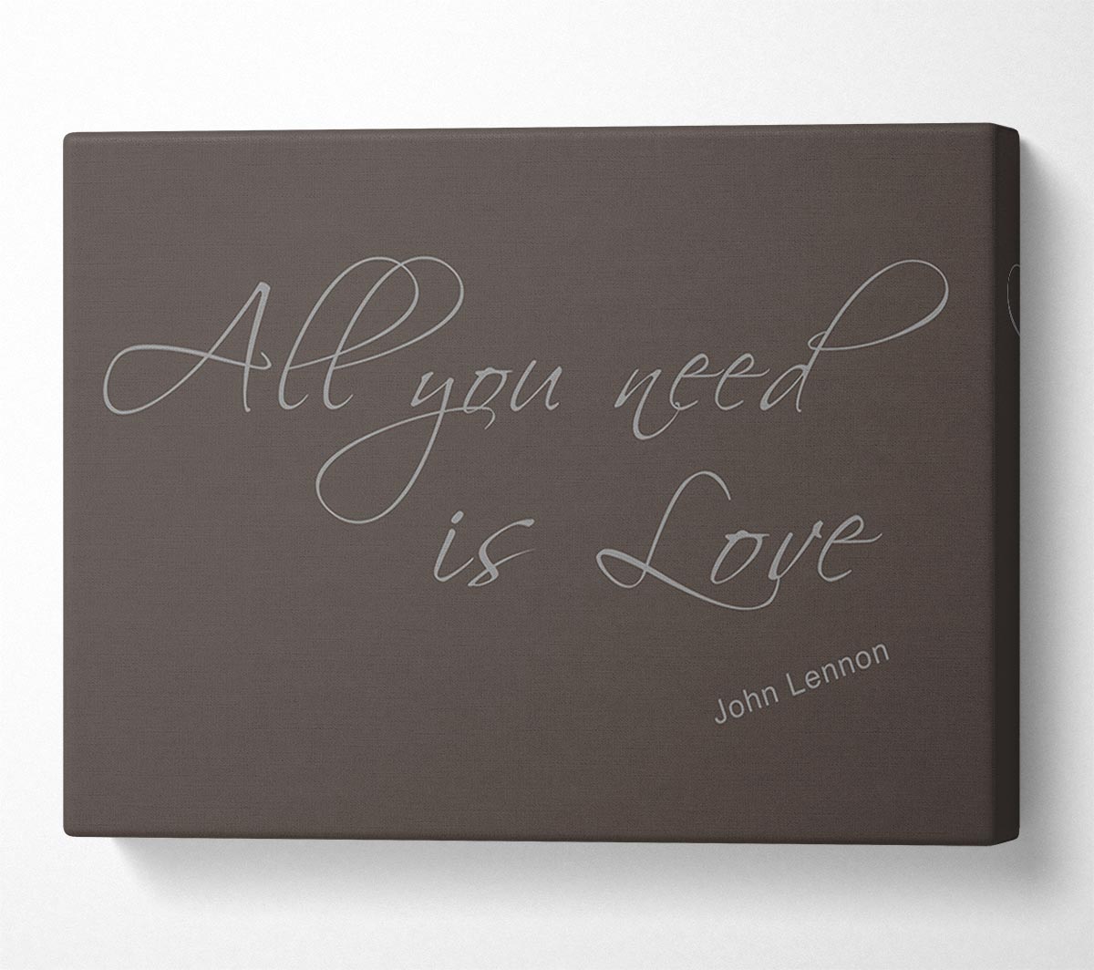 Music Quote All You Need Is Love 2 Chocolate Canvas Wall Art