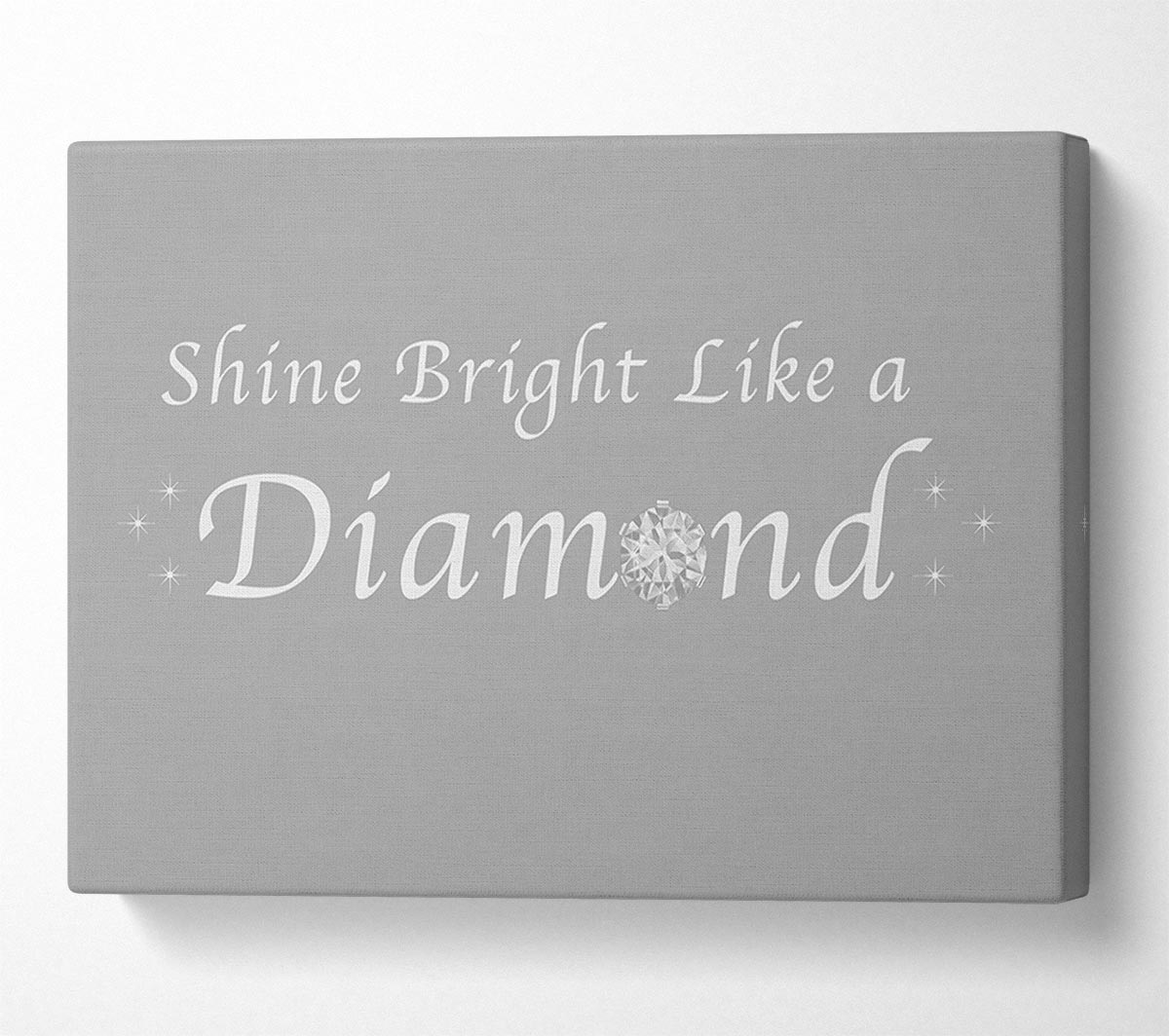 Music Quote Shine Bright Like A Diamond Rihanna Grey White Canvas Wall Art