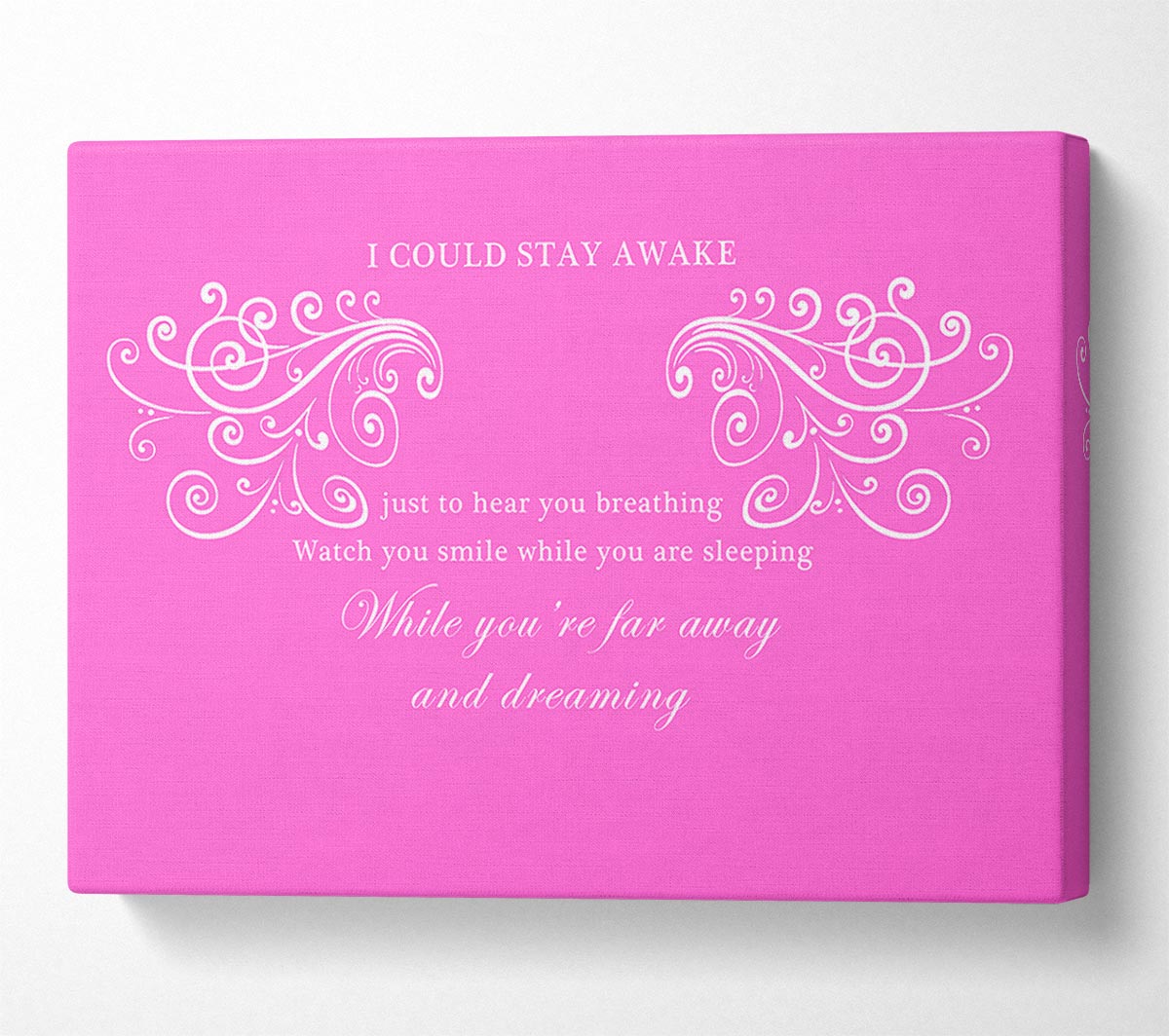 Music Quote I Could Stay Awake Aerosmith Vivid Pink Canvas Wall Art