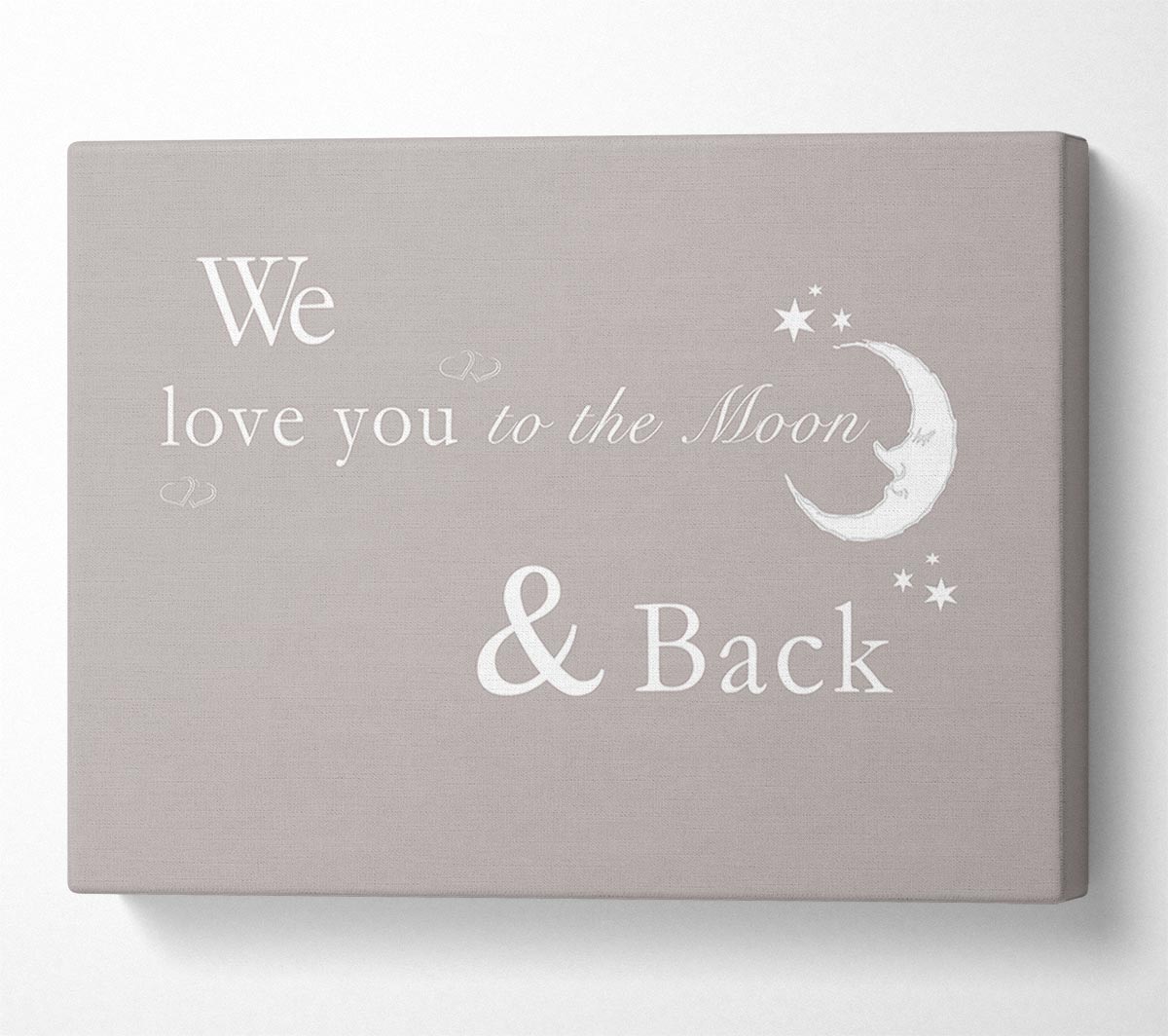 Nursery Quote We Love You To The Moon And Back 2 Beige Canvas Wall Art