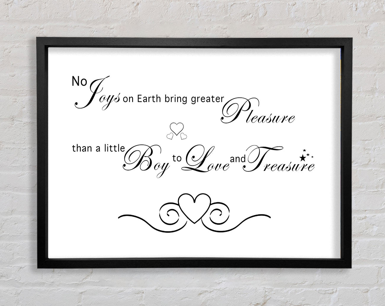 Boys Room Quote No Joys On Earth Bring Pleasure White Framed Wall Art