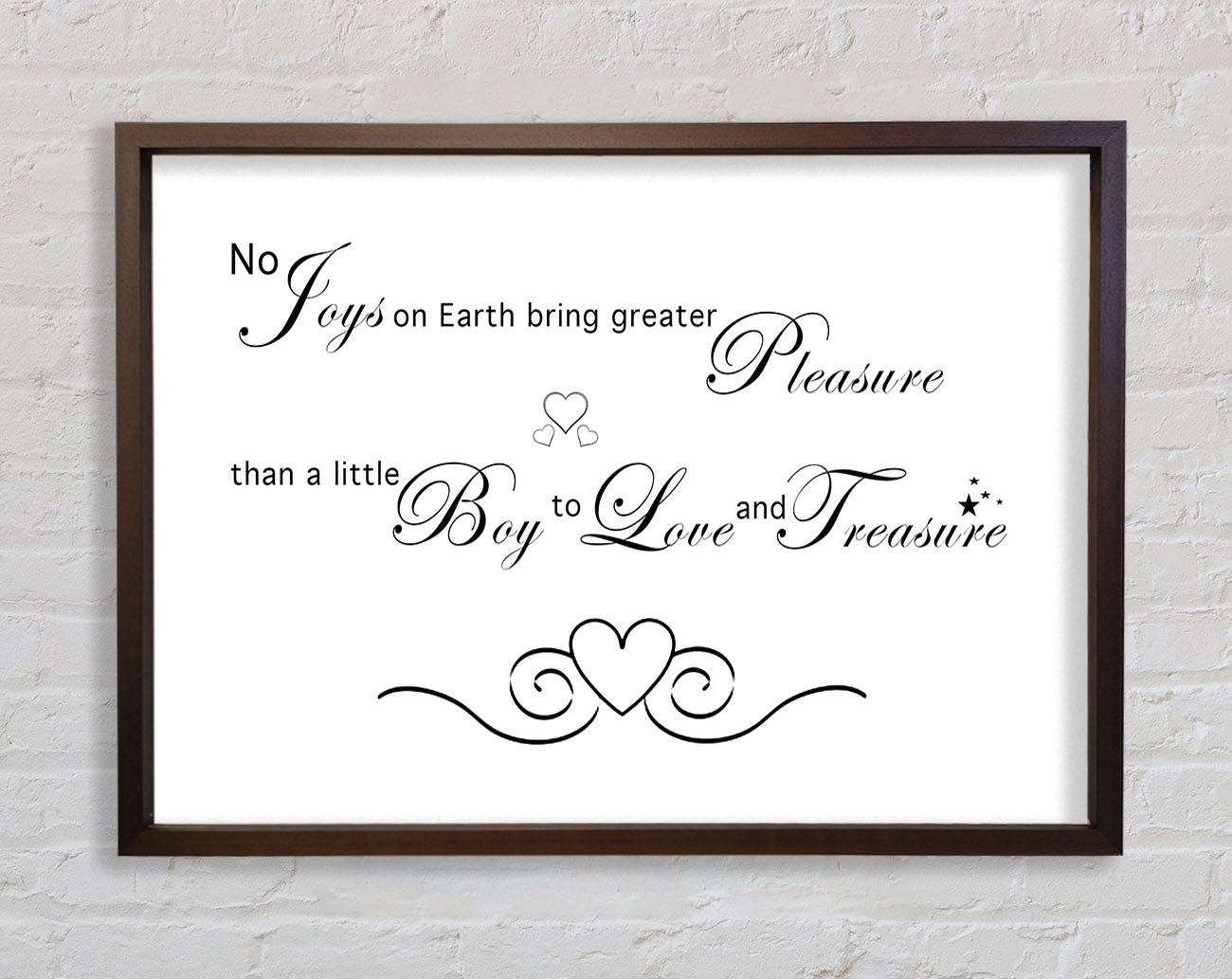 Boys Room Quote No Joys On Earth Bring Pleasure White Framed Wall Art