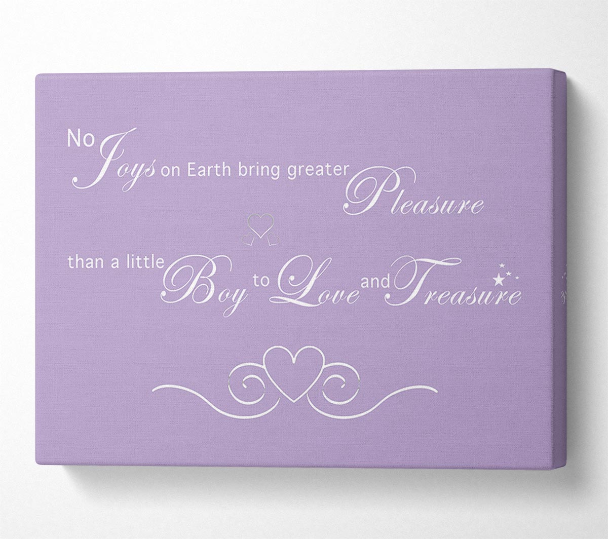 Nursery Quote No Joys On Earth Bring Pleasure Lilac Canvas Wall Art