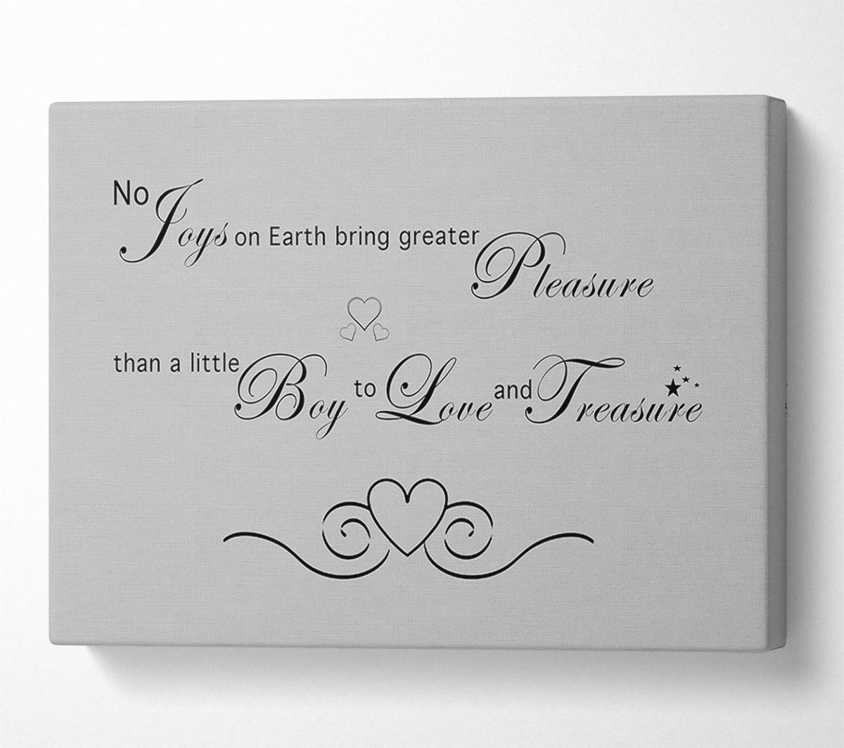 Boys Room Quote No Joys On Earth Bring Pleasure Grey Canvas Wall Art