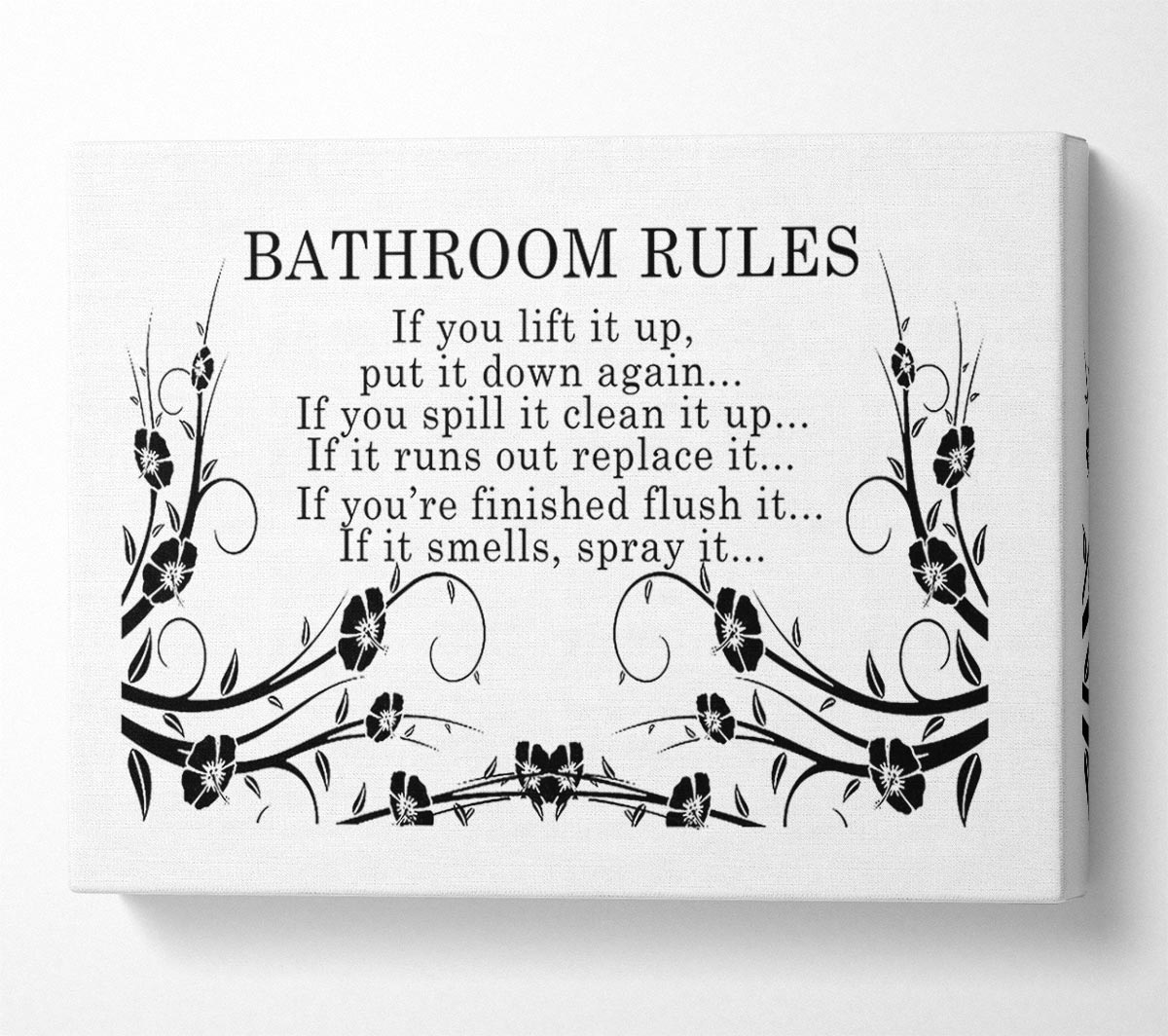 Bathroom Quote Bathroom Rules 2 White Canvas Wall Art