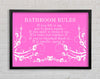 Bathroom Quote Bathroom Rules 2 Vivid Pink Framed Wall Art