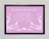Bathroom Quote Bathroom Rules 2 Pink Framed Wall Art