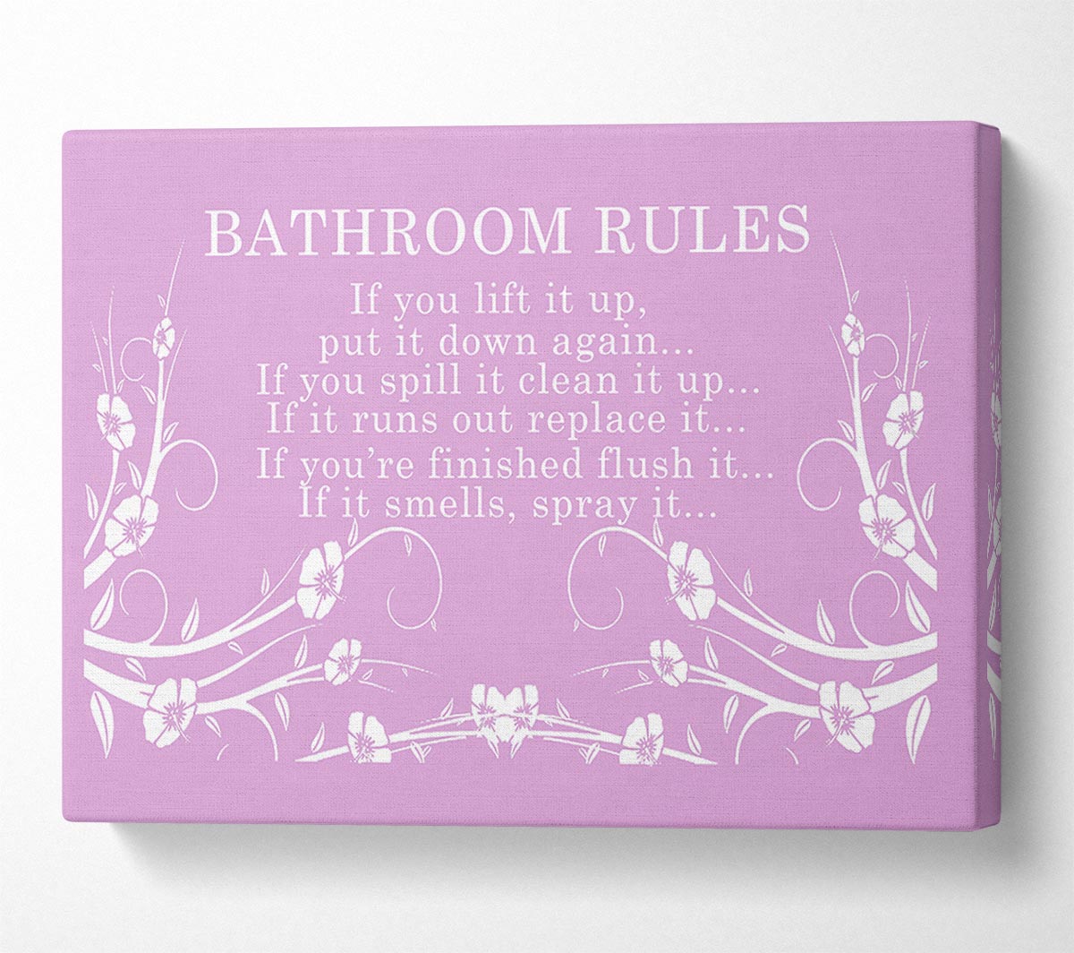 Bathroom Quote Bathroom Rules 2 Pink Canvas Wall Art