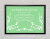 Bathroom Quote Bathroom Rules 2 Green Framed Wall Art