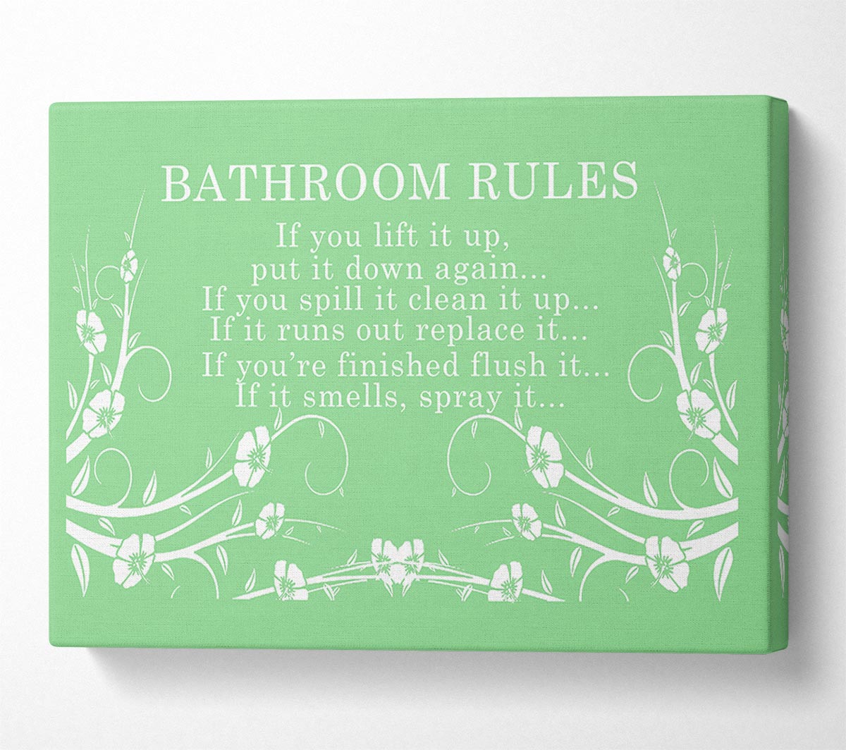 Bathroom Quote Bathroom Rules 2 Green Canvas Wall Art