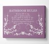 Bathroom Quote Bathroom Rules 2 Dusty Pink Canvas Wall Art