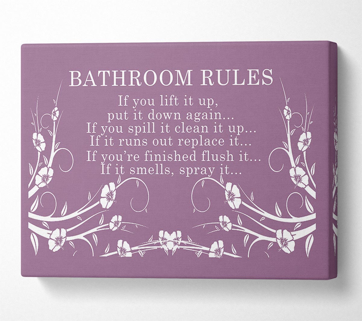 Bathroom Quote Bathroom Rules 2 Dusty Pink Canvas Wall Art