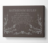 Bathroom Quote Bathroom Rules 2 Chocolate Canvas Wall Art