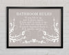 Bathroom Quote Bathroom Rules 2 Beige Framed Wall Art