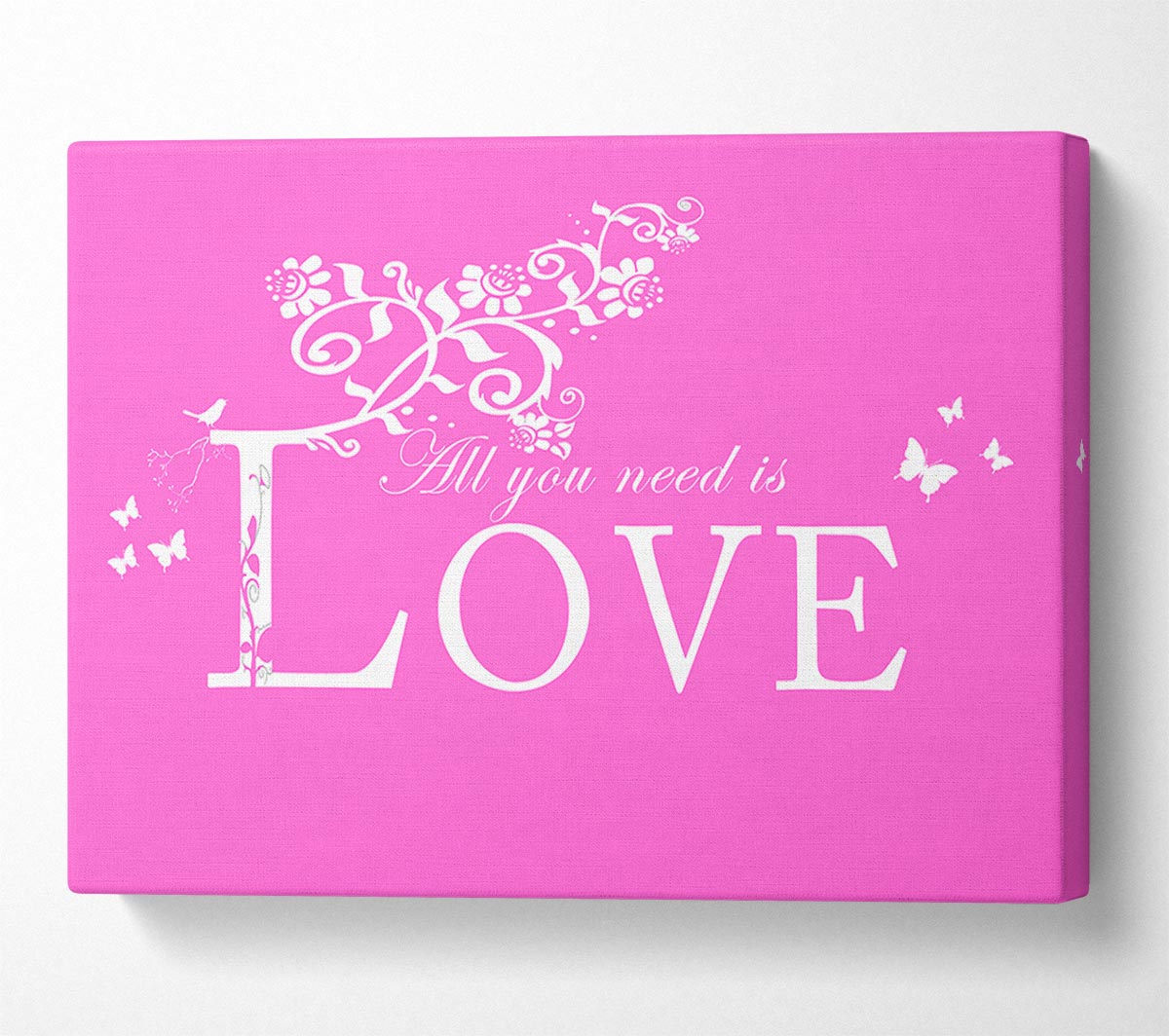 Music Quote All You Need Is Love Vivid Pink Canvas Wall Art