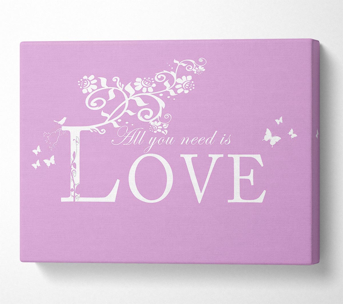 Music Quote All You Need Is Love Pink Canvas Wall Art
