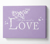 Music Quote All You Need Is Love Lilac Canvas Wall Art