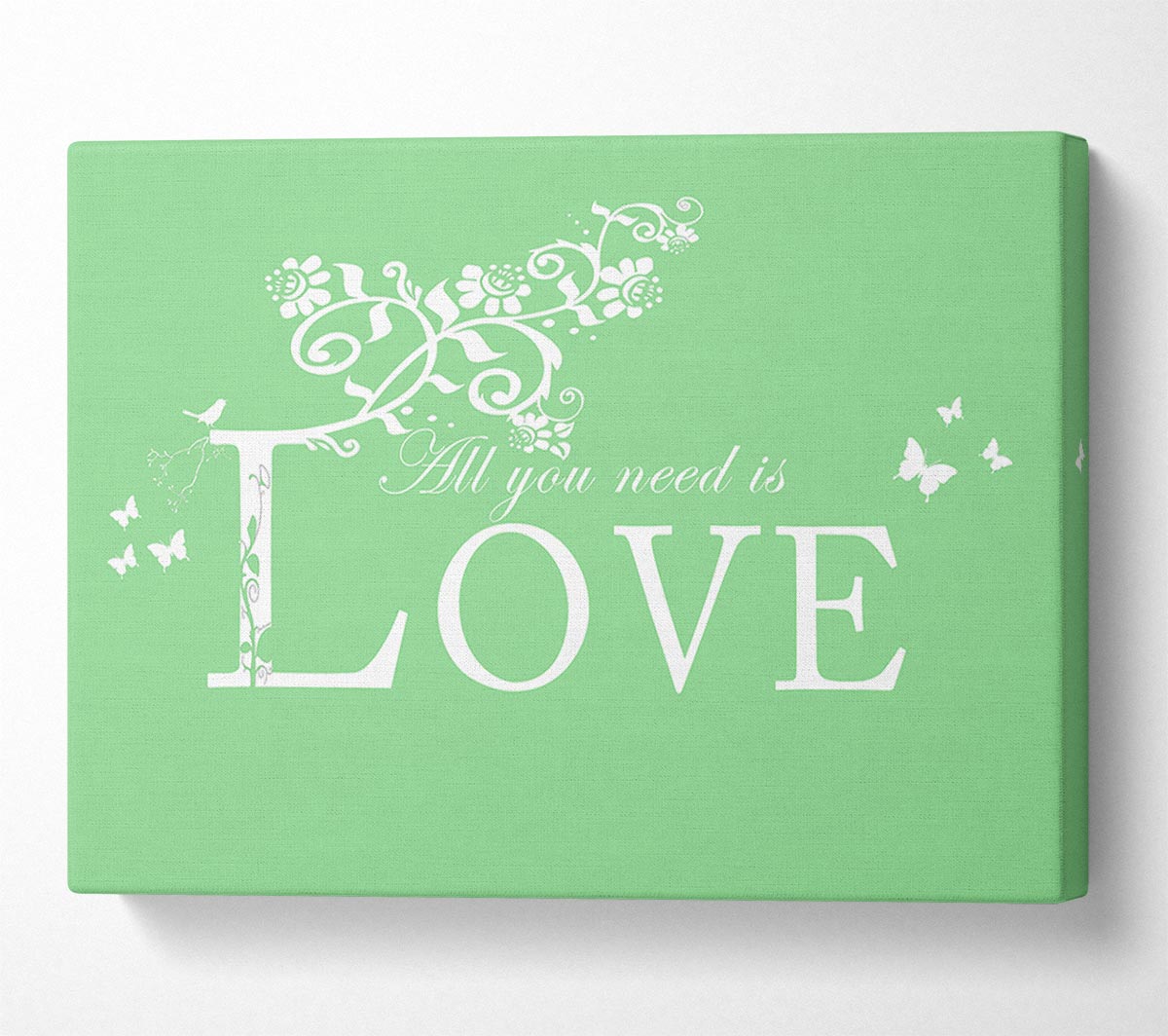 Music Quote All You Need Is Love Green Canvas Wall Art