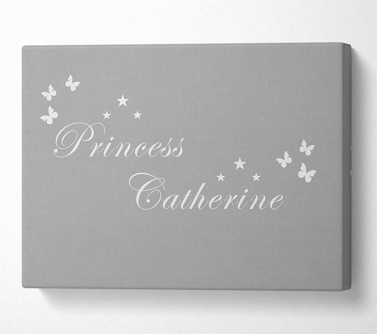 Girls Room Quote Your Own Name Princess Grey White Canvas Wall Art