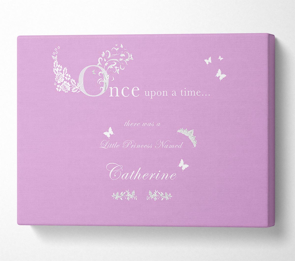 Girls Room Quote Once Upon A Time Your Name Pink Canvas Wall Art
