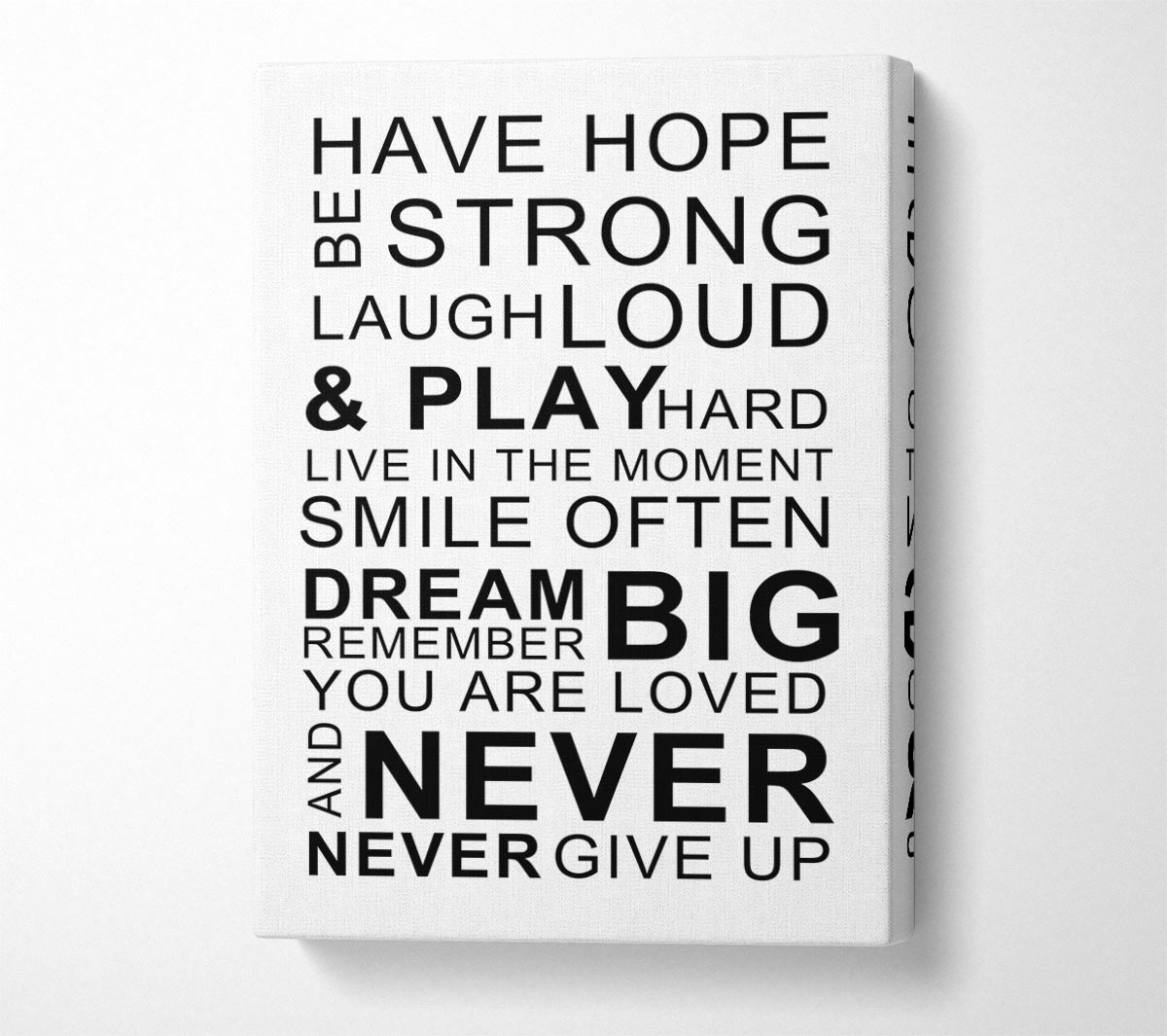 Family Quote Have Hope Be Strong Laugh Loud White Canvas Wall Art