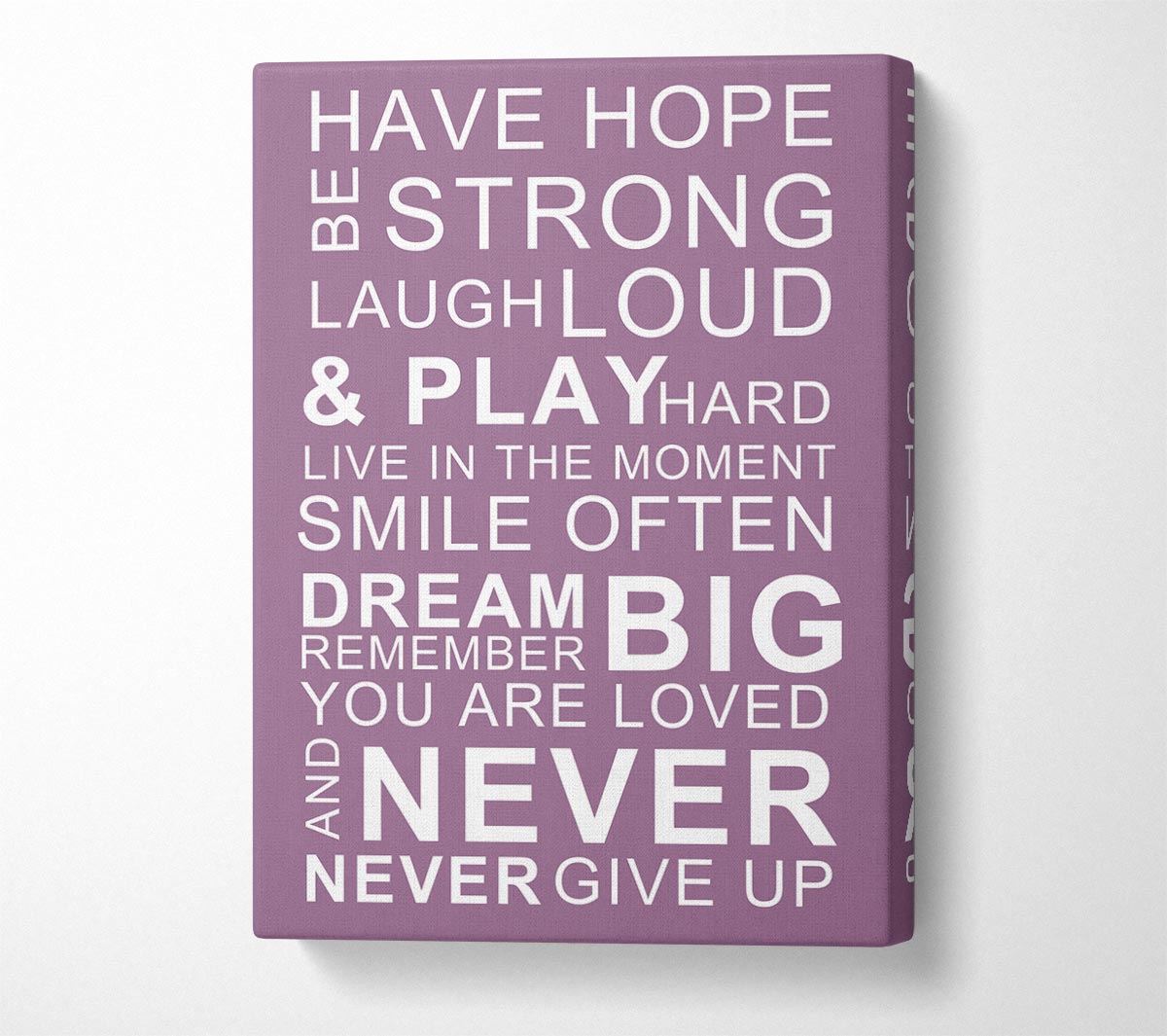 Family Quote Have Hope Be Strong Laugh Loud Dusty Pink Canvas Wall Art