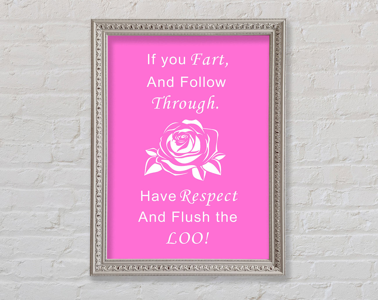 Bathroom Quote If You Fart Vivid Pink Framed Wall Art