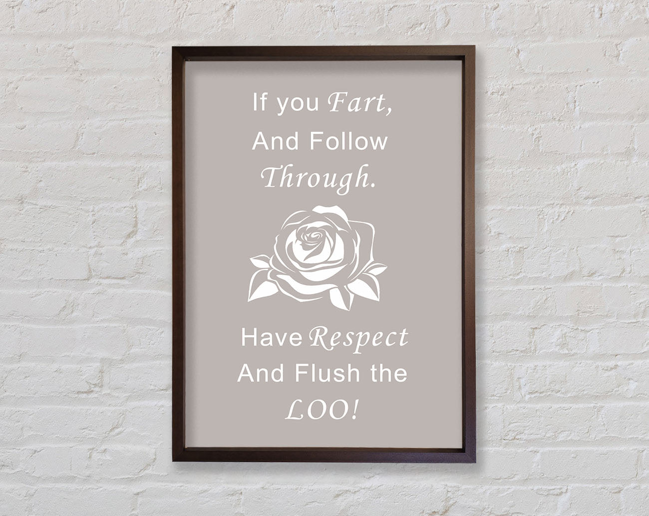 Bathroom Quote If You Fart Beige Framed Wall Art