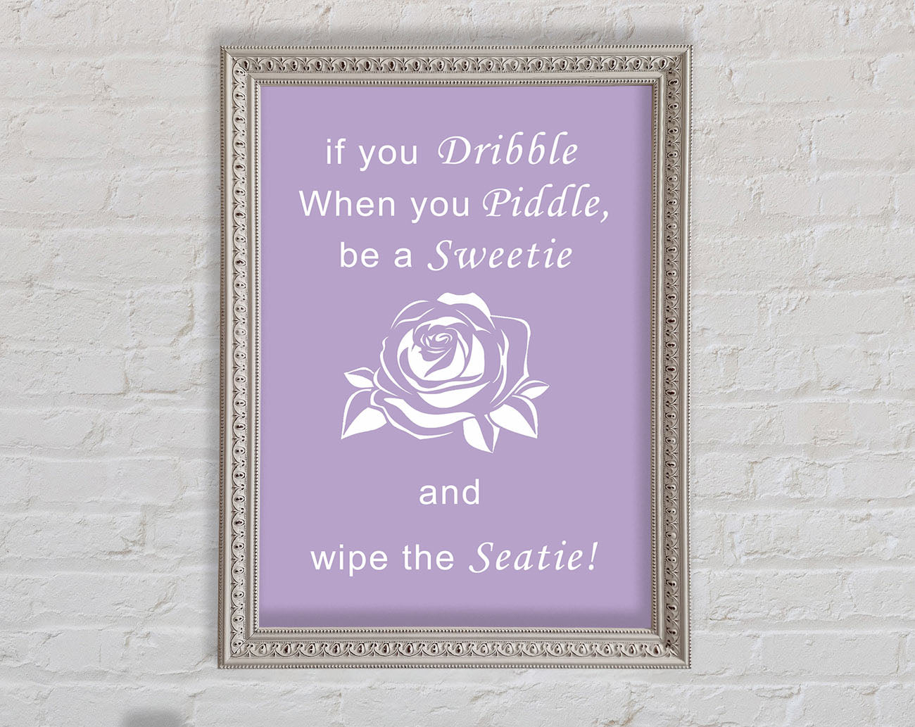 Bathroom Quote If You Dribble Lilac Framed Wall Art