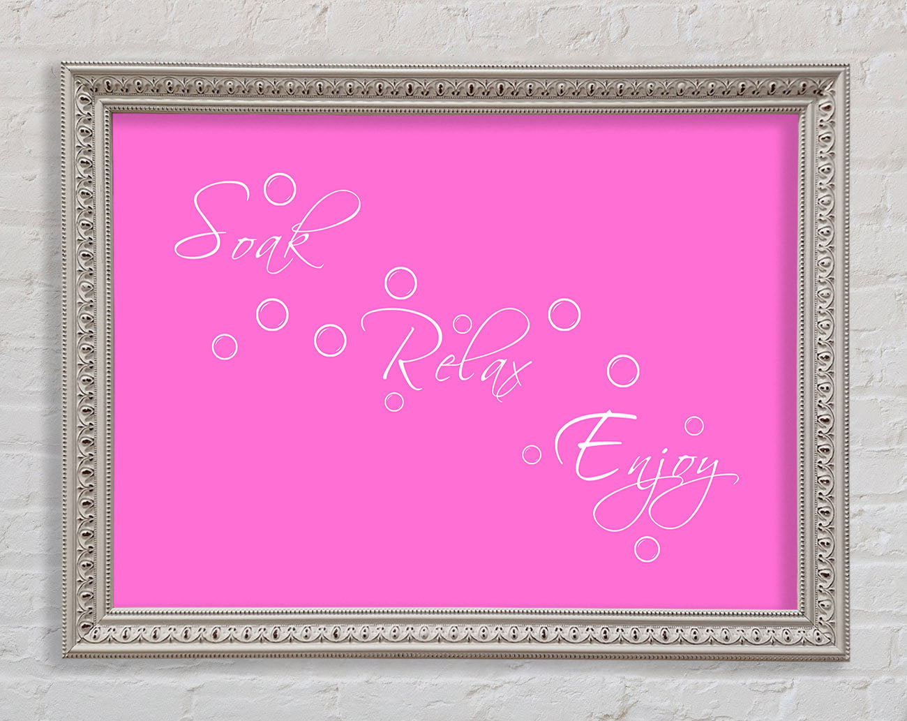 Bathroom Quote Soak Relax Enjoy Vivid Pink Framed Wall Art