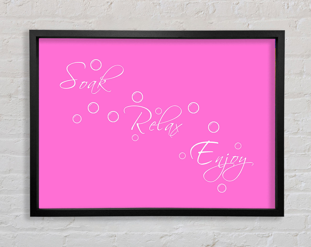 Bathroom Quote Soak Relax Enjoy Vivid Pink Framed Wall Art