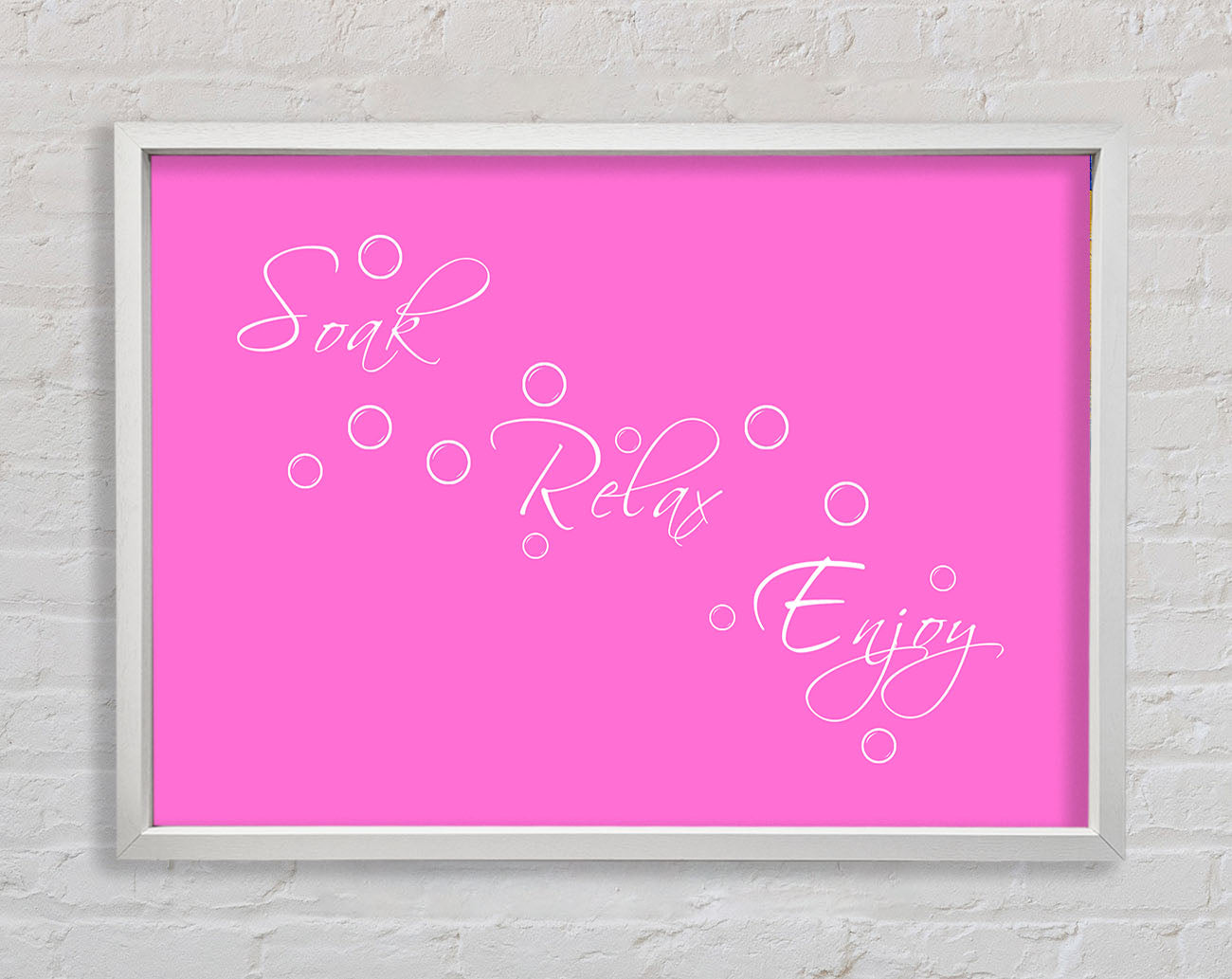 Bathroom Quote Soak Relax Enjoy Vivid Pink Framed Wall Art