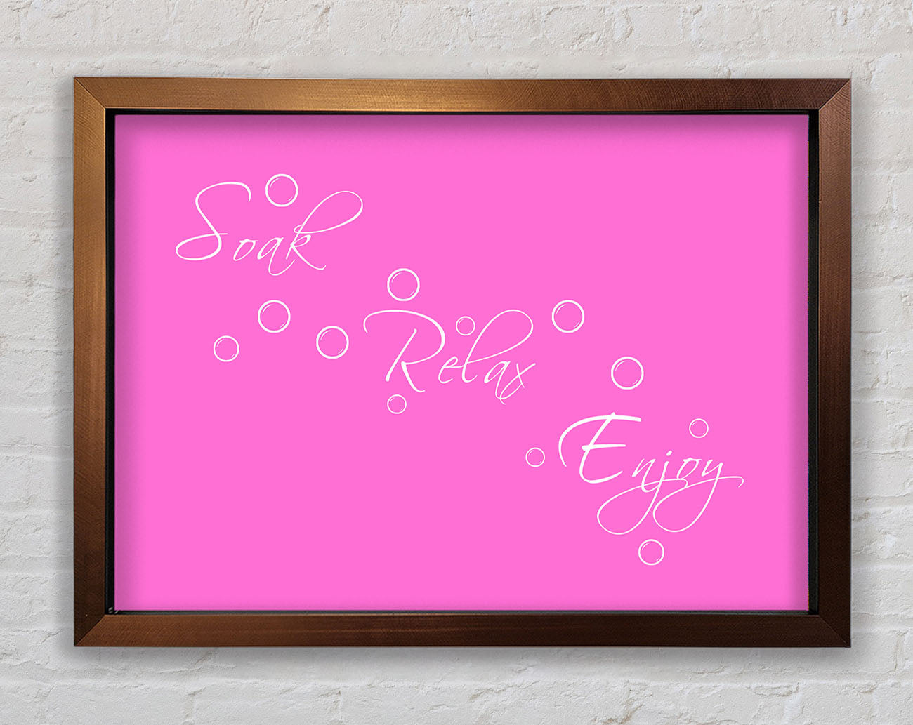Bathroom Quote Soak Relax Enjoy Vivid Pink Framed Wall Art