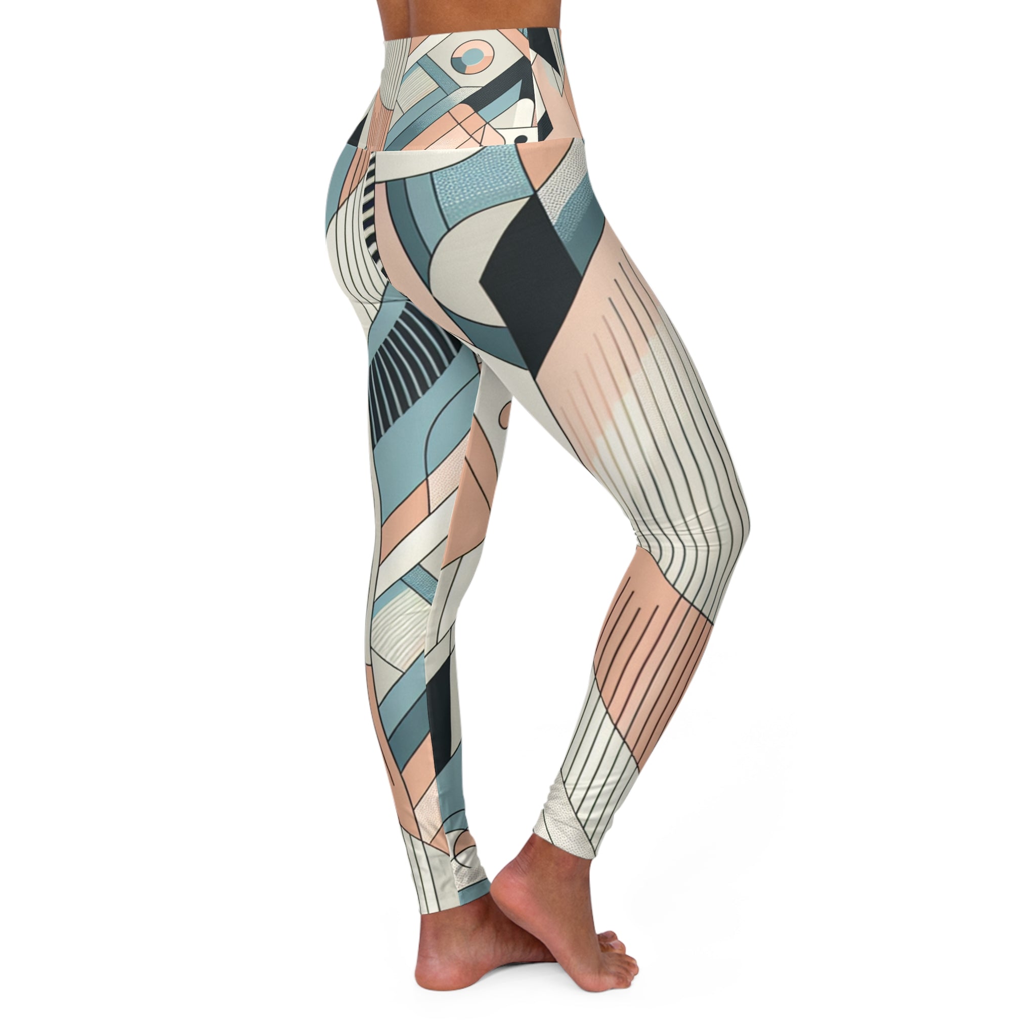 Generate Visual Leggings - Modern Chic Abstract Geometric Design in Calming Pastel