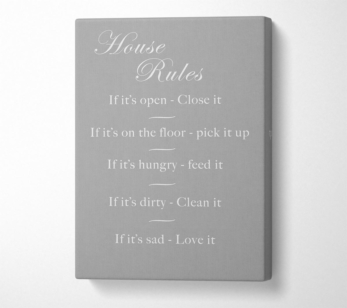 Family Quote House Rules 2 Grey White Canvas Wall Art