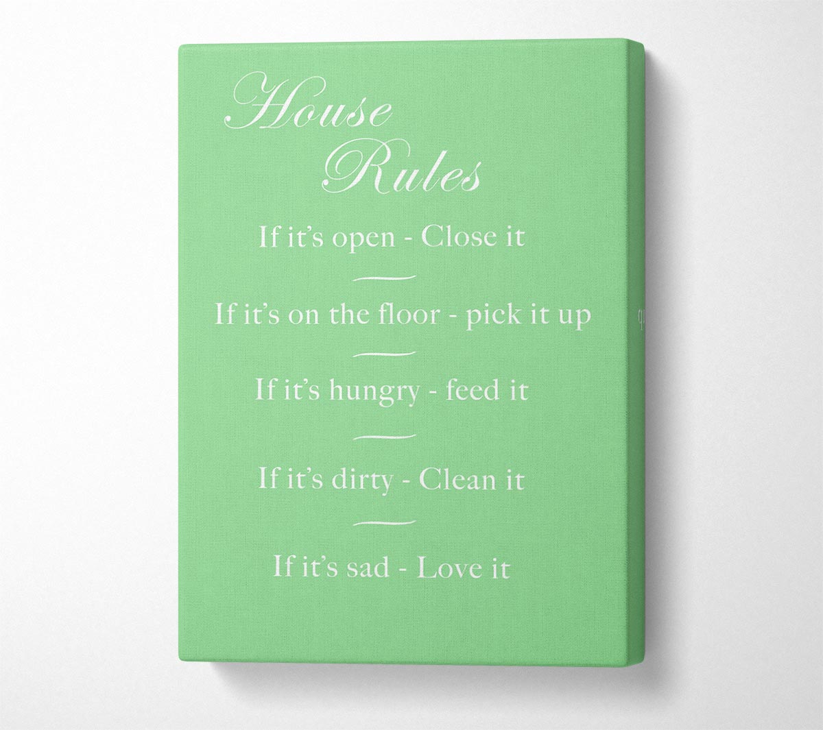 Family Quote House Rules 2 Green Canvas Wall Art