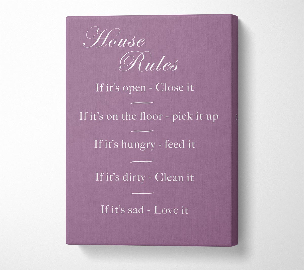 Family Quote House Rules 2 Dusty Pink Canvas Wall Art