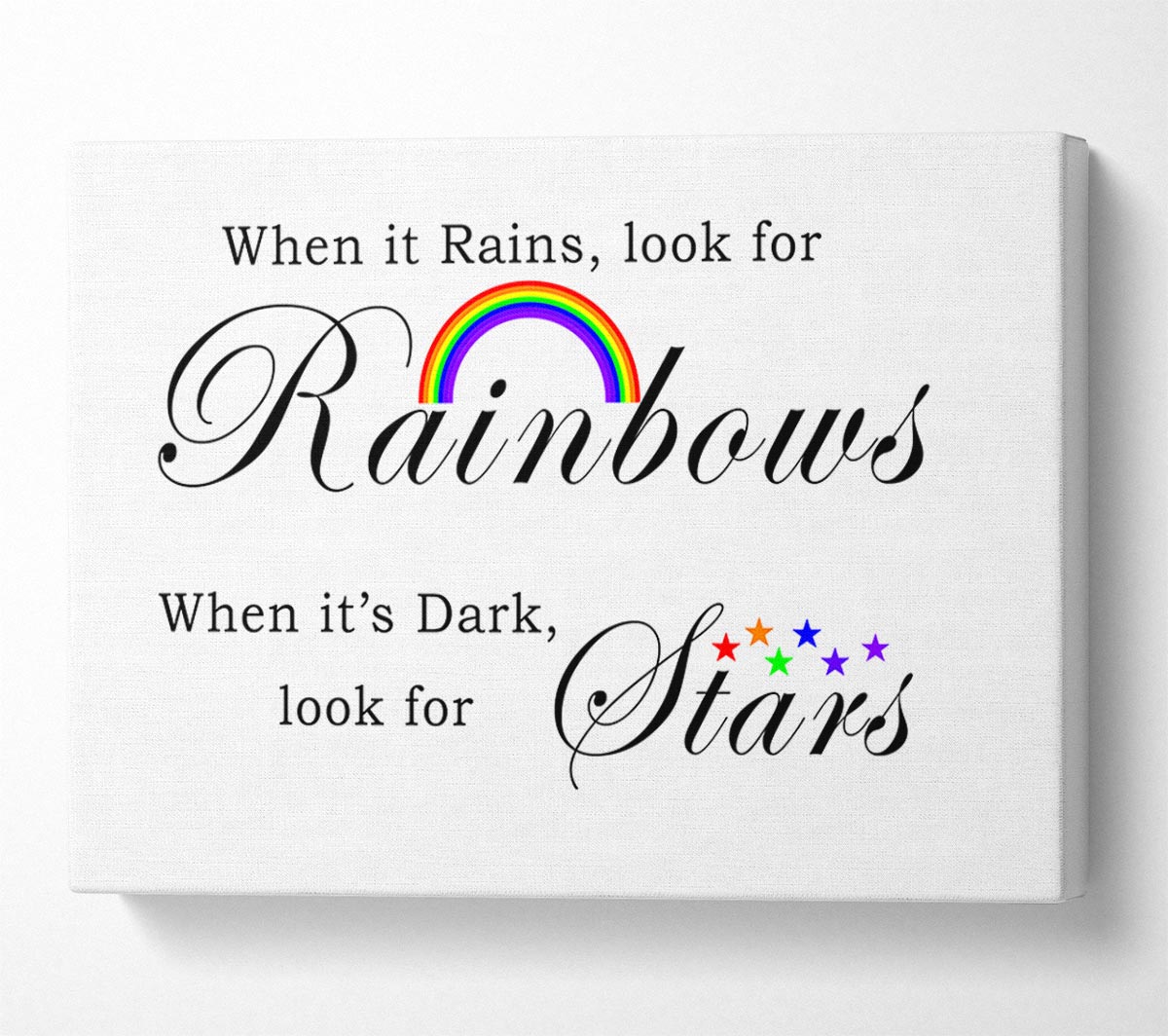 When It Rains Look For Rainbows 2 White Canvas Wall Art