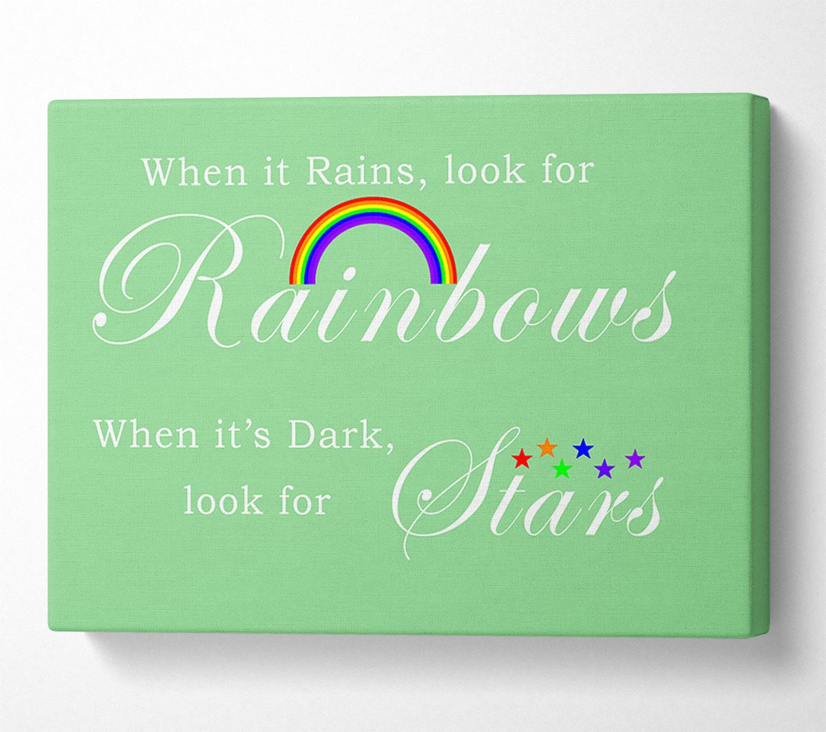 When It Rains Look For Rainbows 2 Green Canvas Wall Art
