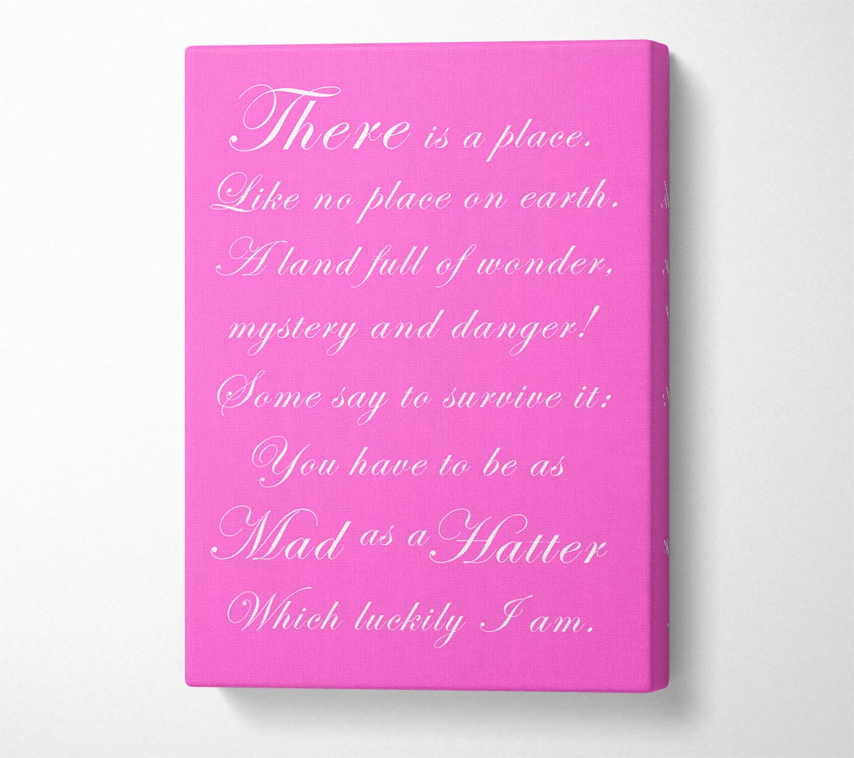 Alice In Wonderland As Mad As A Hatter Vivid Pink Canvas Wall Art