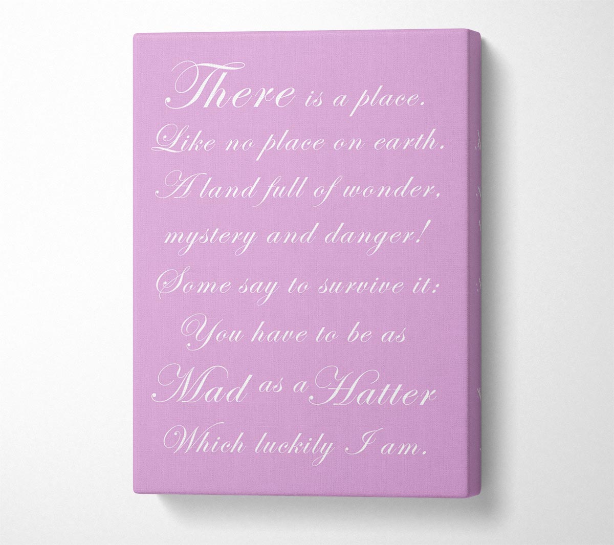 Alice In Wonderland As Mad As A Hatter Pink Canvas Wall Art