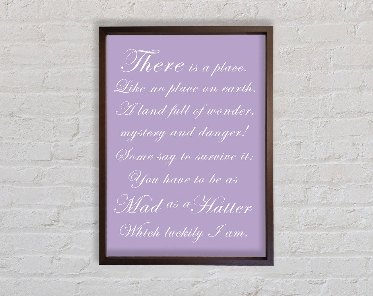 Alice In Wonderland As Mad As A Hatter Lilac Framed Wall Art