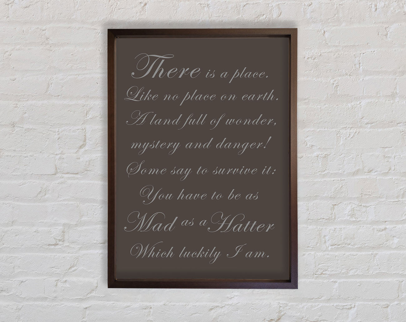 Alice In Wonderland As Mad As A Hatter Chocolate Framed Wall Art