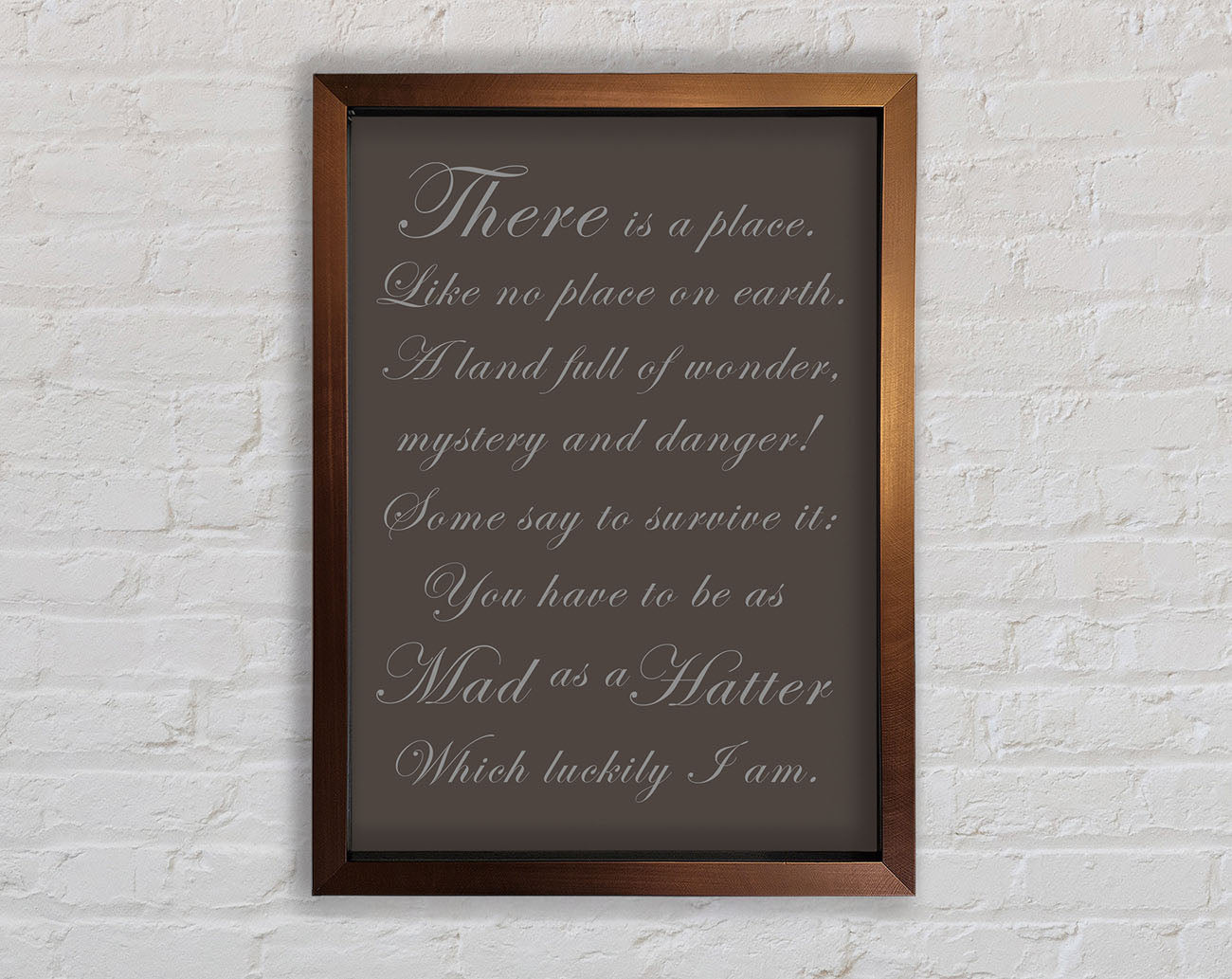 Alice In Wonderland As Mad As A Hatter Chocolate Framed Wall Art