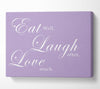Kitchen Quote Eat Laugh Love Lilac Canvas Wall Art