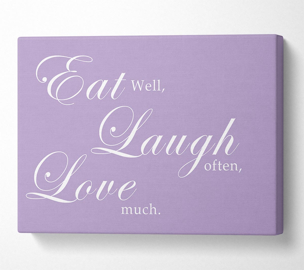 Kitchen Quote Eat Laugh Love Lilac Canvas Wall Art