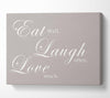 Kitchen Quote Eat Laugh Love Beige Canvas Wall Art