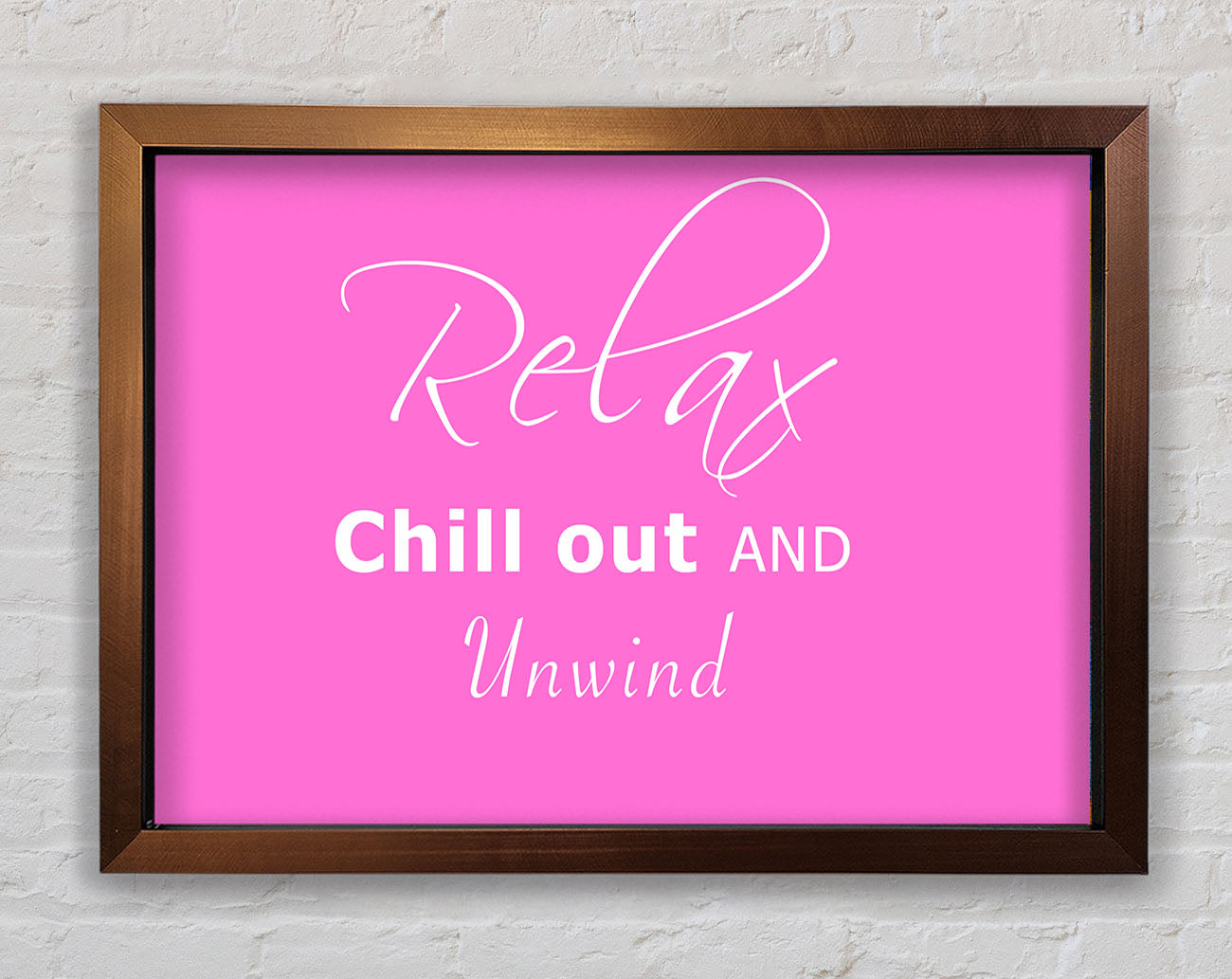 Bathroom Quote Relax Chill Out Vivid Pink Framed Wall Art